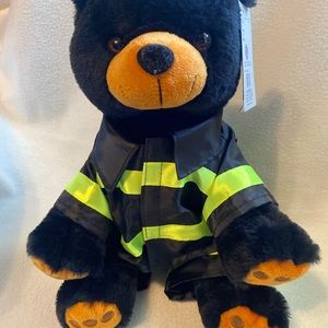 Bear Factory Firefighter Fireman Outfit Teddy Bear Black Plush Stuffed Animal